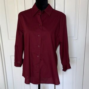 Foxcroft Burgundy Button-Up Shirt